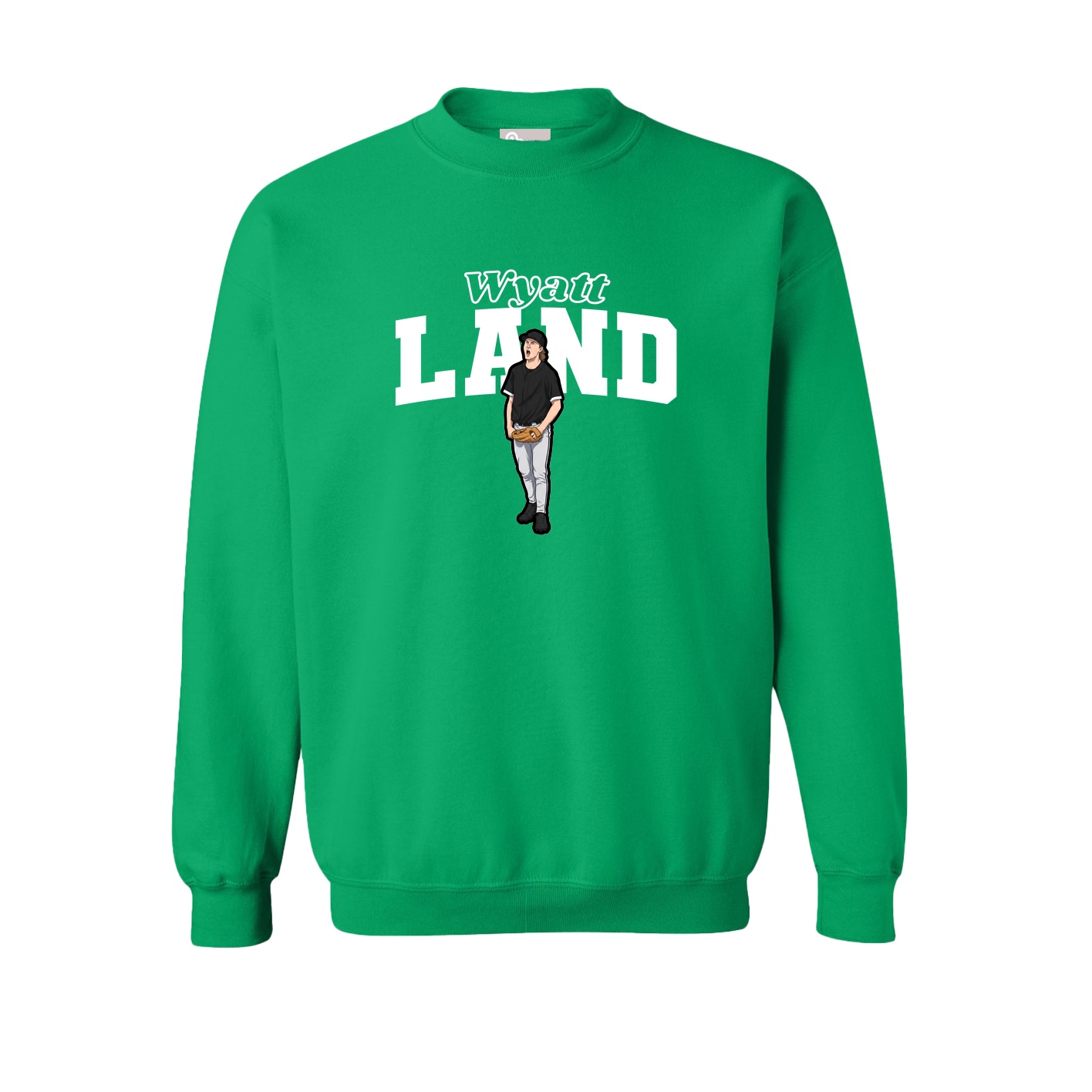 Fleece Crew — Name Arch in Green