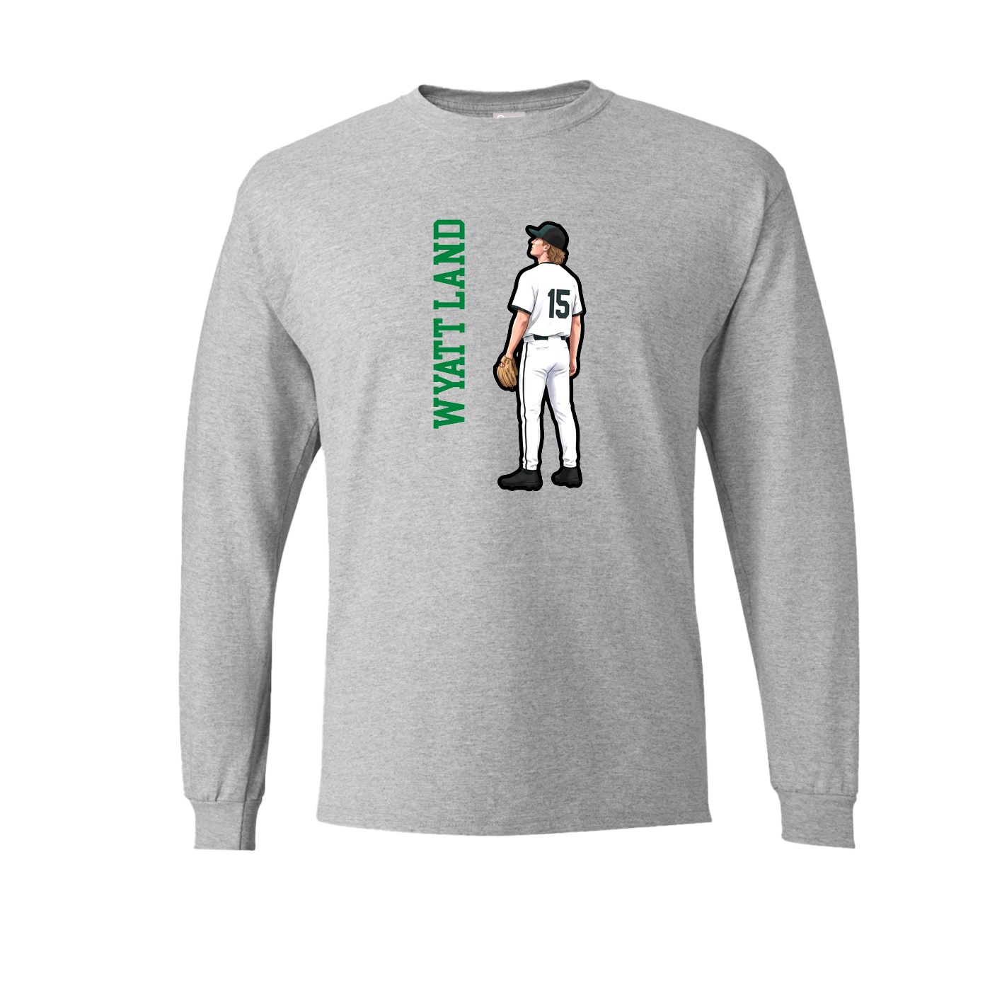 Long Sleeve Tee — Name Vertical in Grey