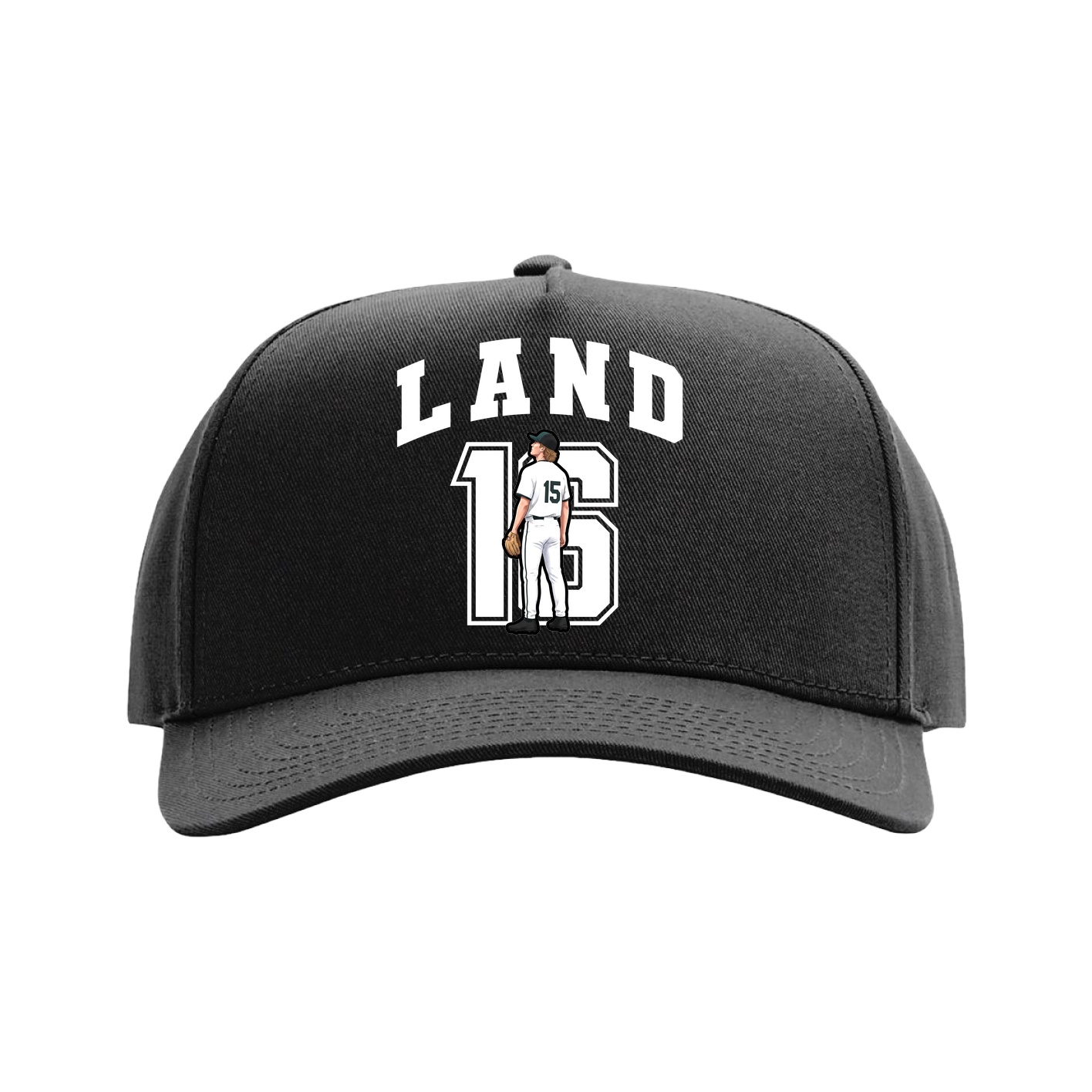 Full Fabric Five-Panel Champ Cap — Number in Black