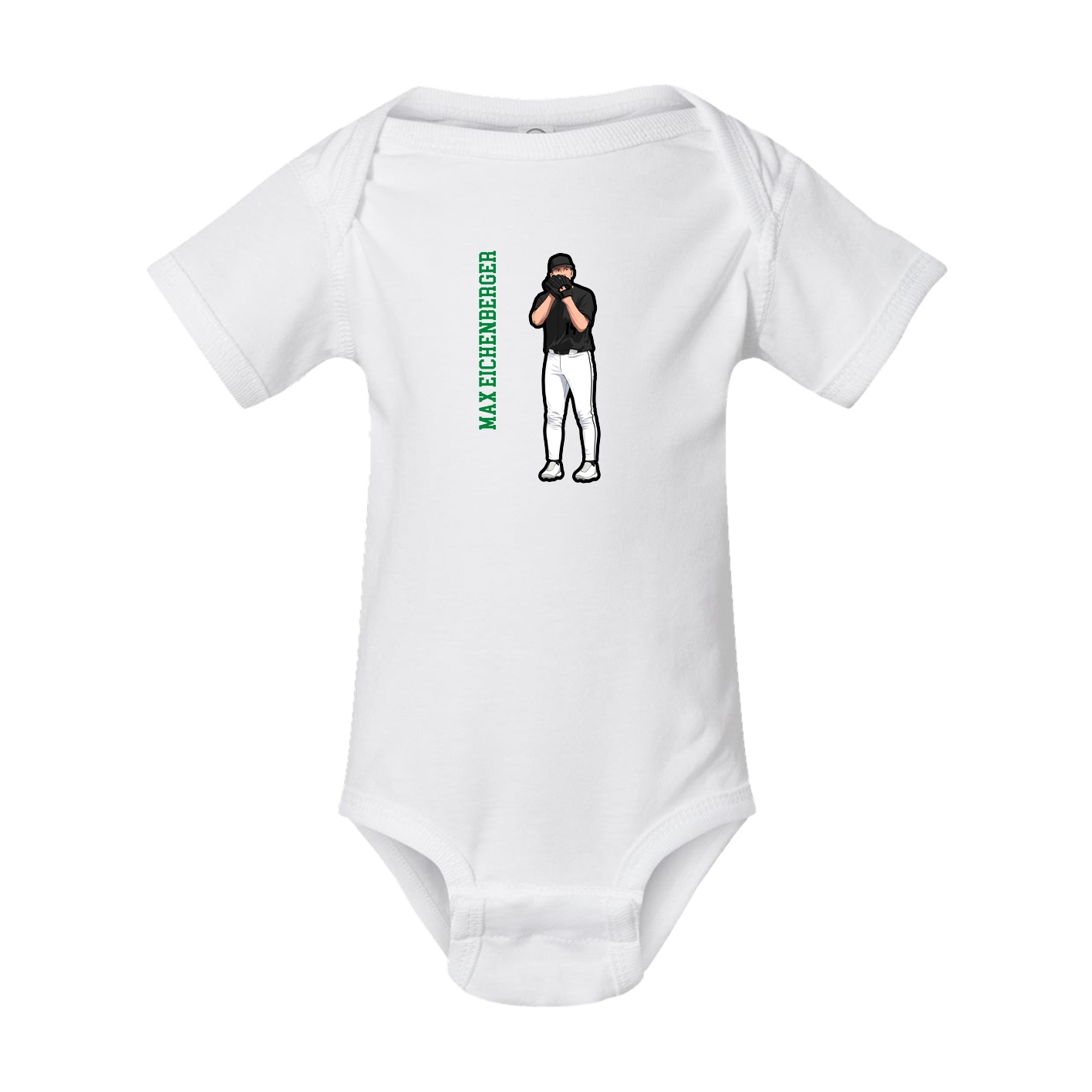 Baby Onesie — Name Vertical in White