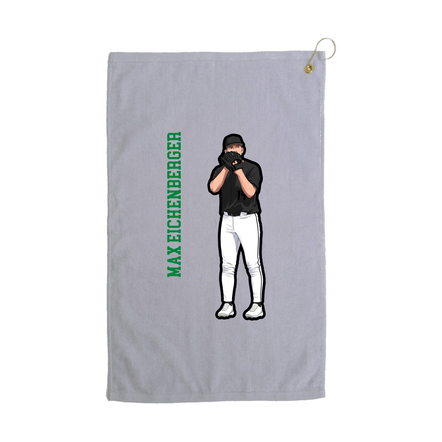 Golf Towel — Name Vertical in Grey
