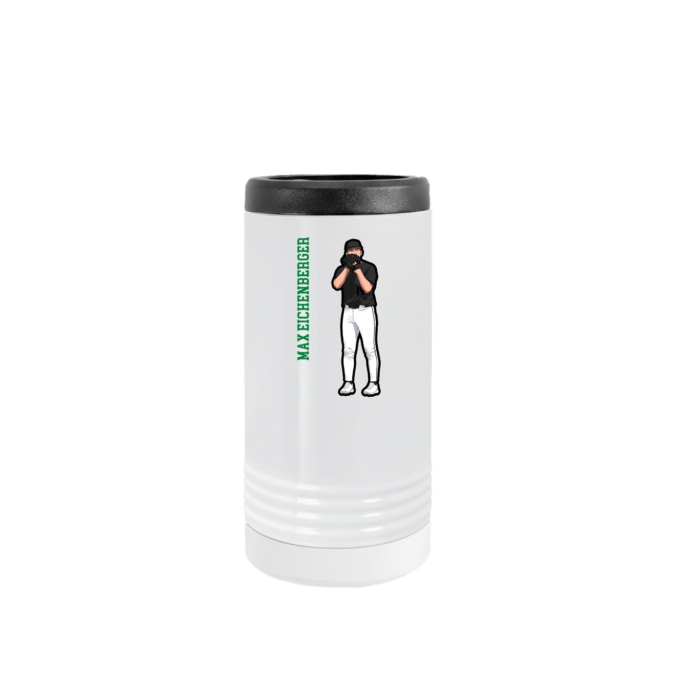 Slim Beverage Holder — Name Vertical in White