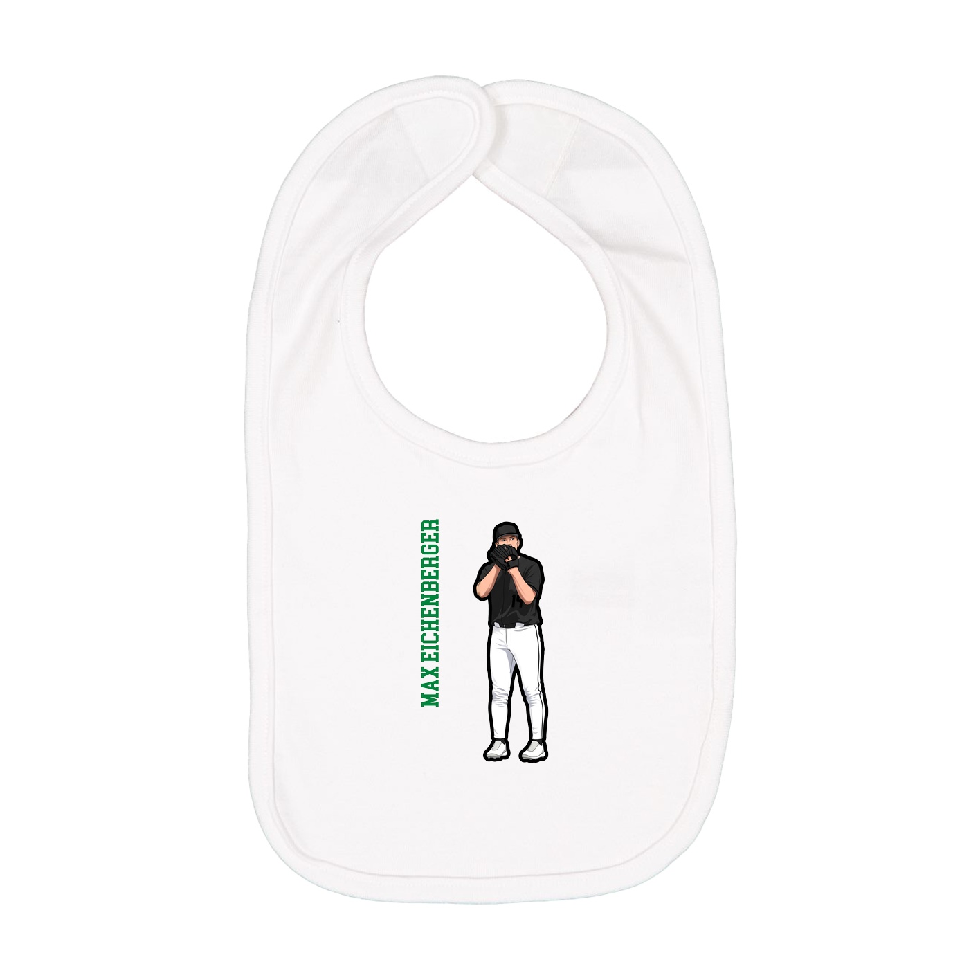 Infant Bib — Name Vertical in White