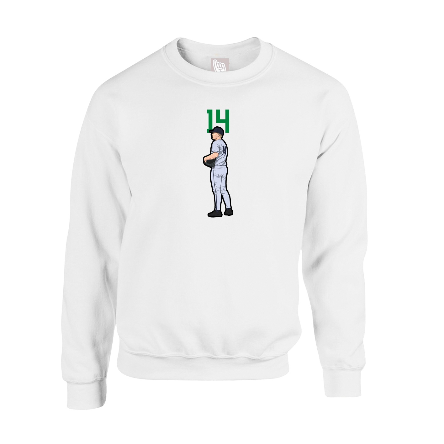 Fleece Crew — Number Top in White