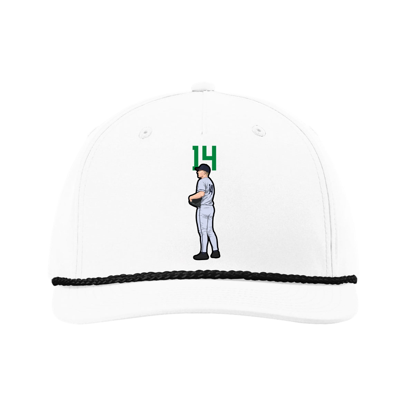 Five-Panel Classic Rope Cap — Number Top in White