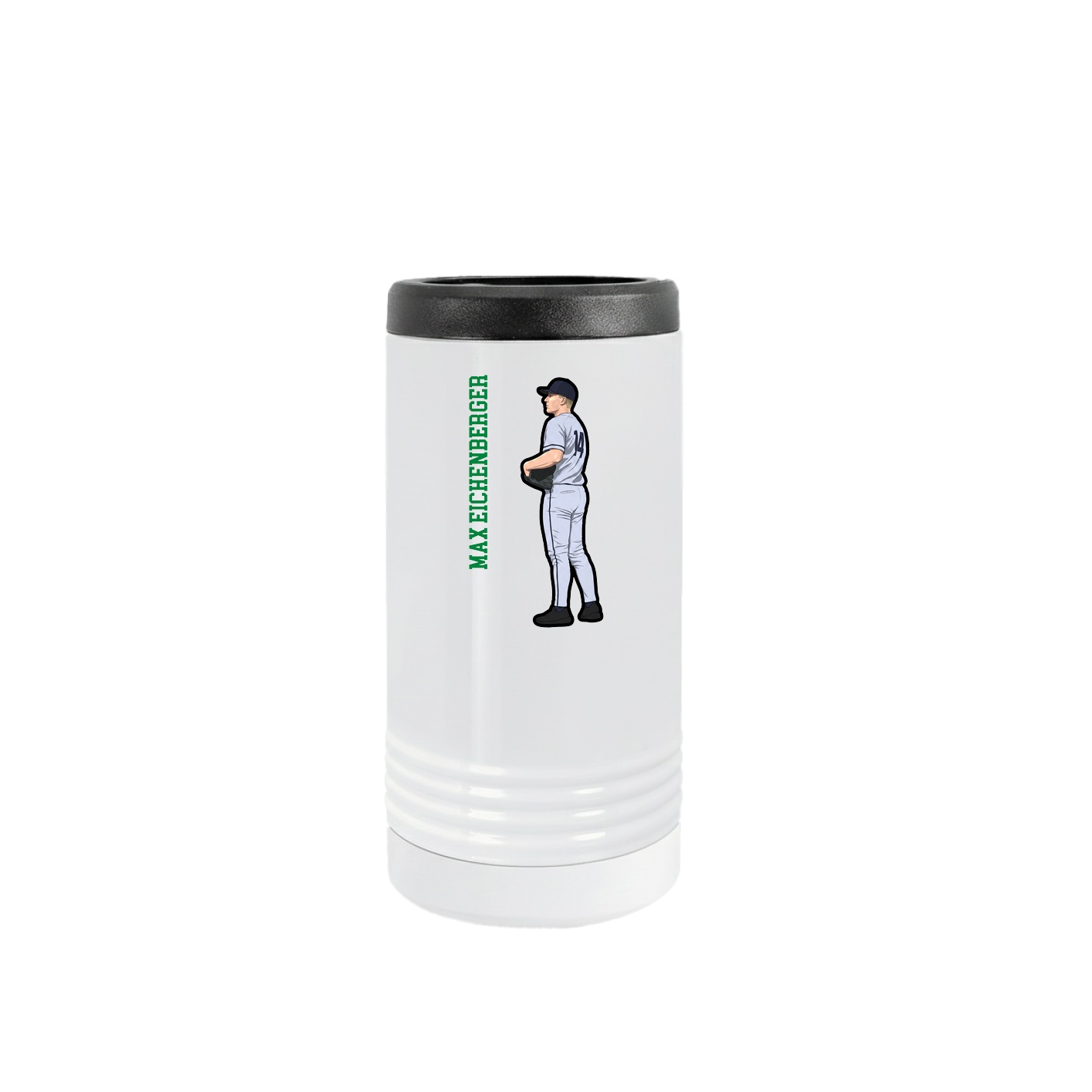 Slim Beverage Holder — Name Vertical in White