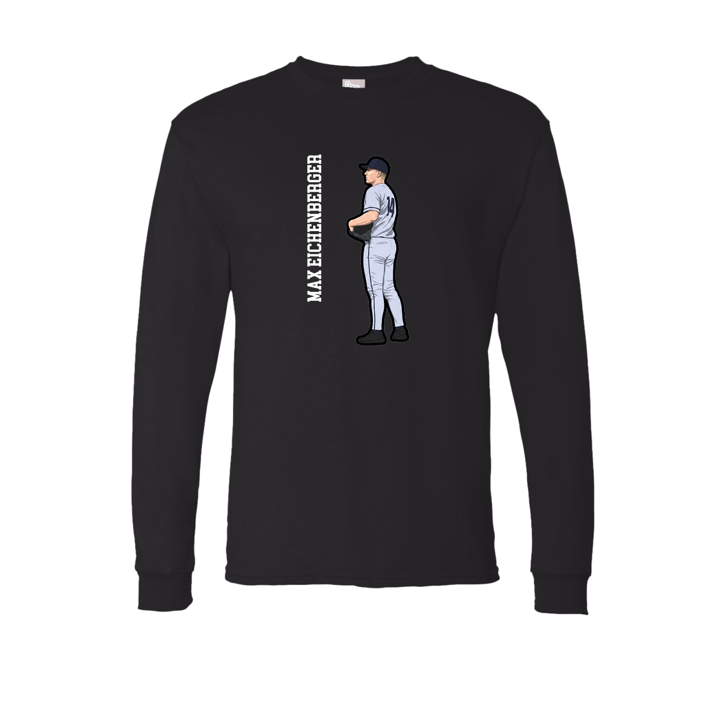 Long Sleeve Tee — Name Vertical in Black