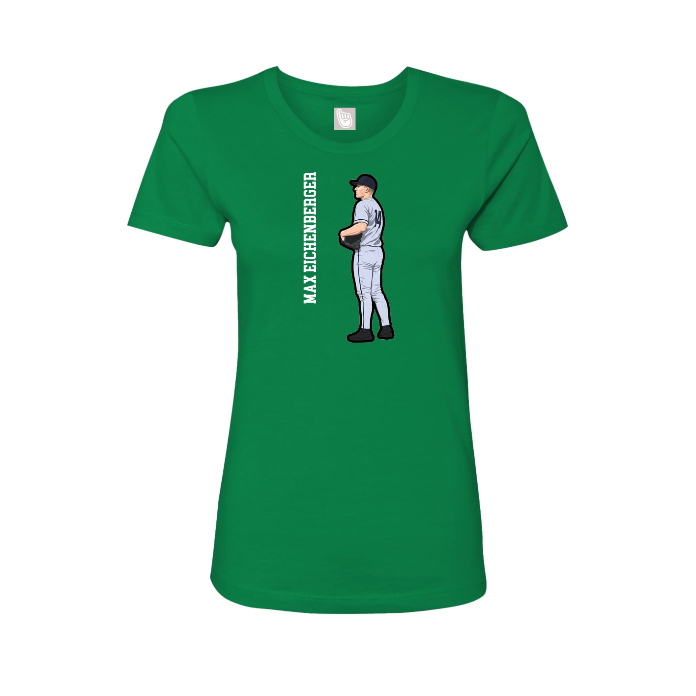 Fitted Women's Tee — Name Vertical in Green