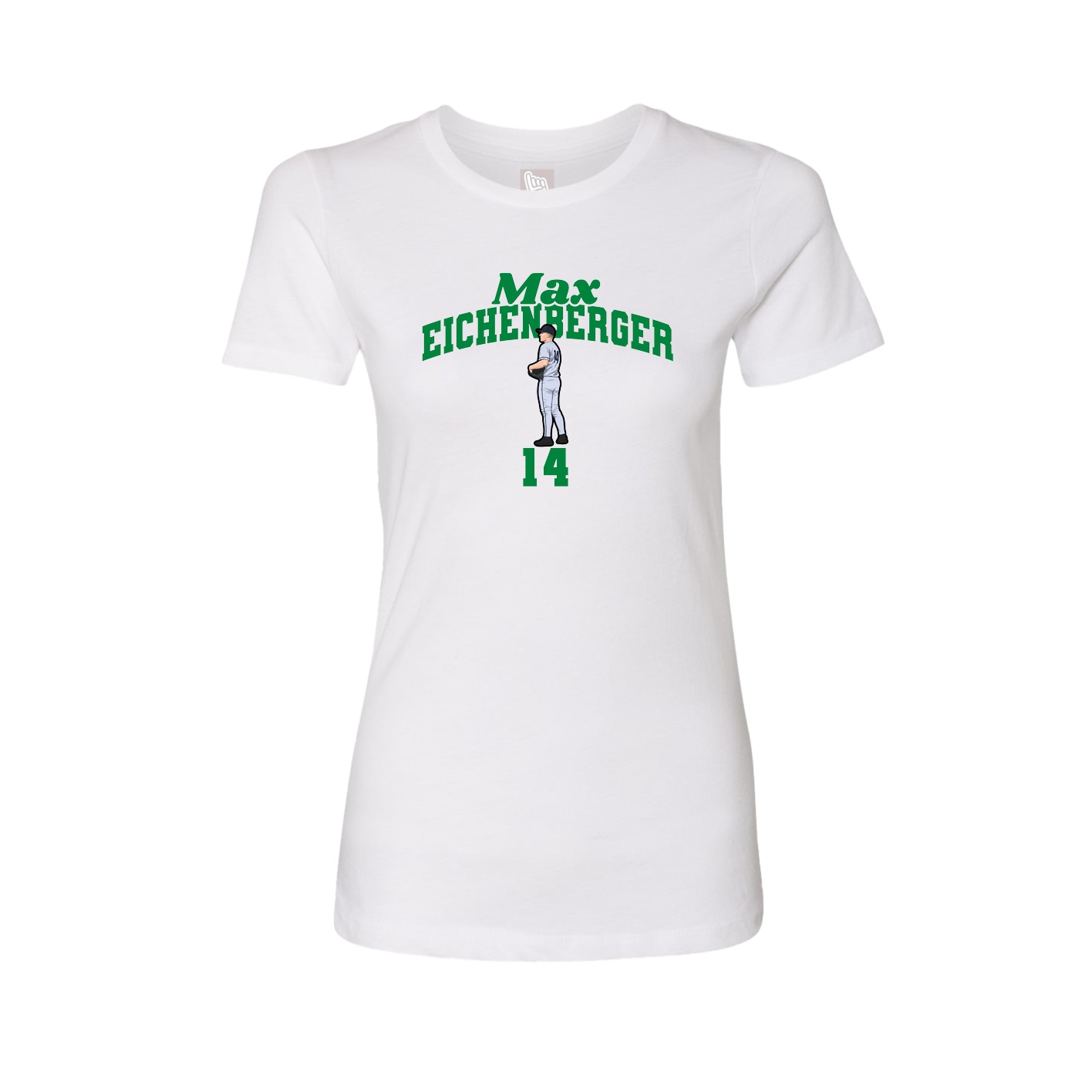 Fitted Women's Tee — Signature Arch in White