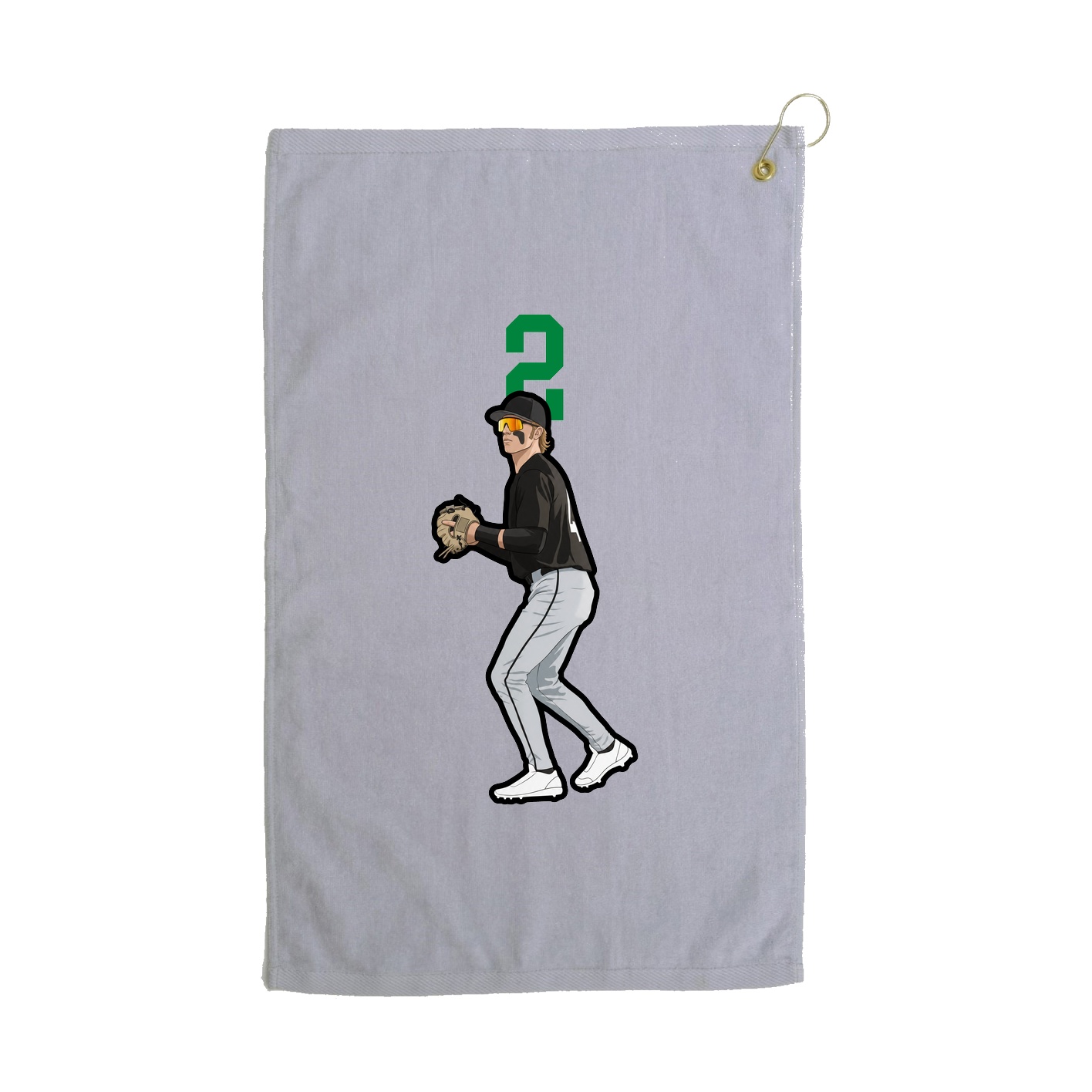 Golf Towel — Number Top in Grey