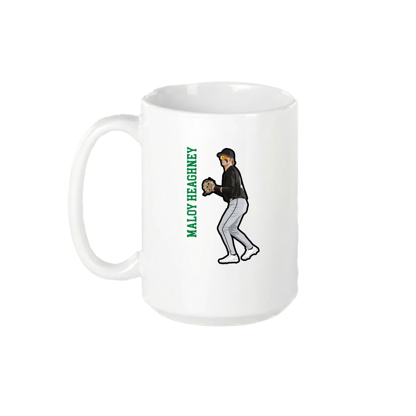 15oz Coffee Mug — Name Vertical in White