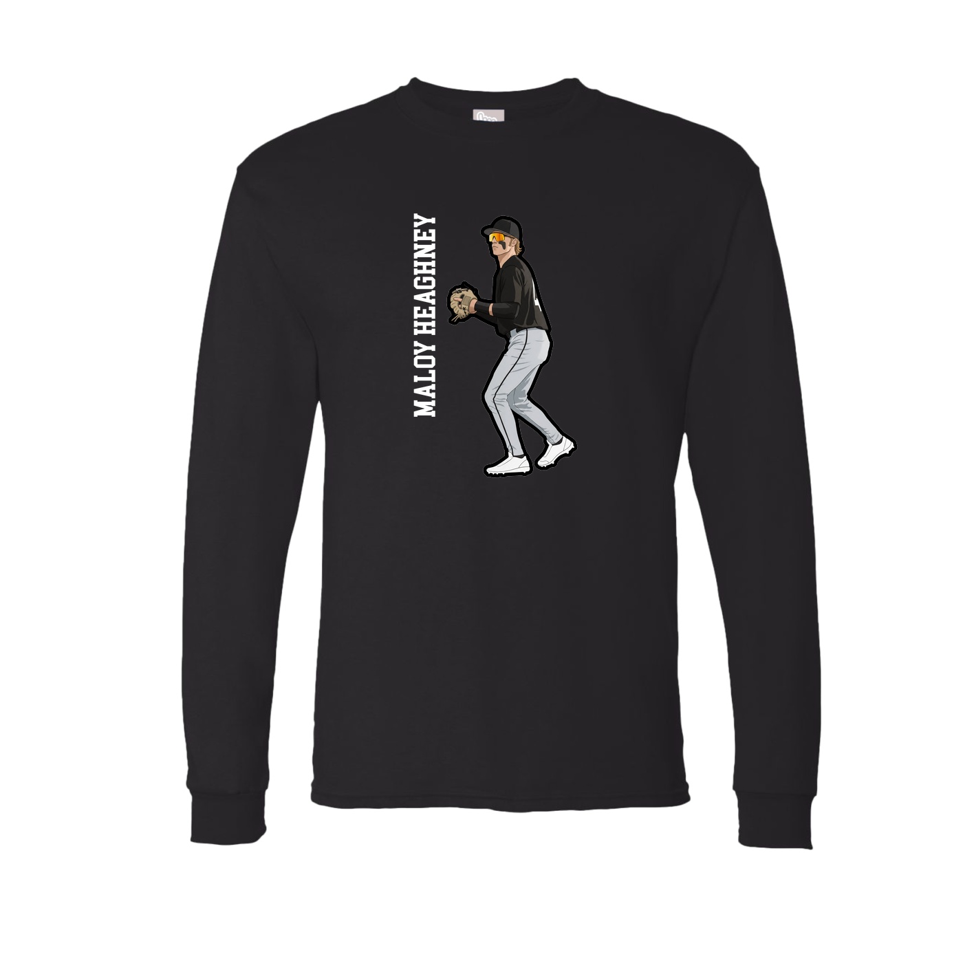 Long Sleeve Tee — Name Vertical in Black