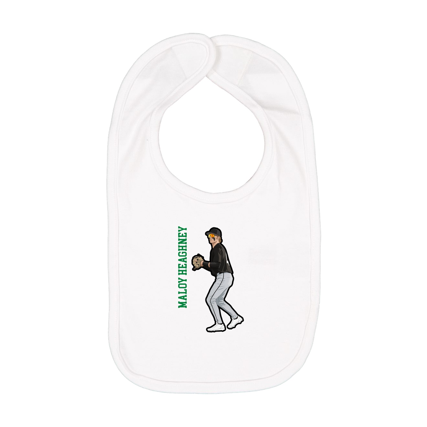 Infant Bib — Name Vertical in White