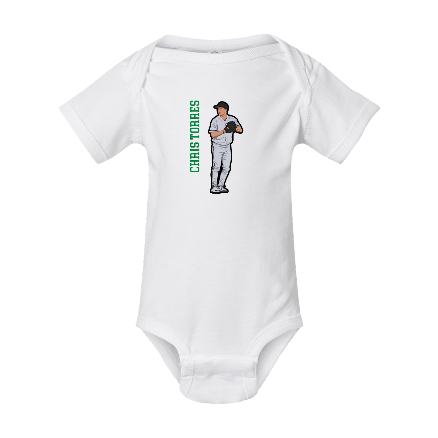 Baby Onesie — Name Vertical in White