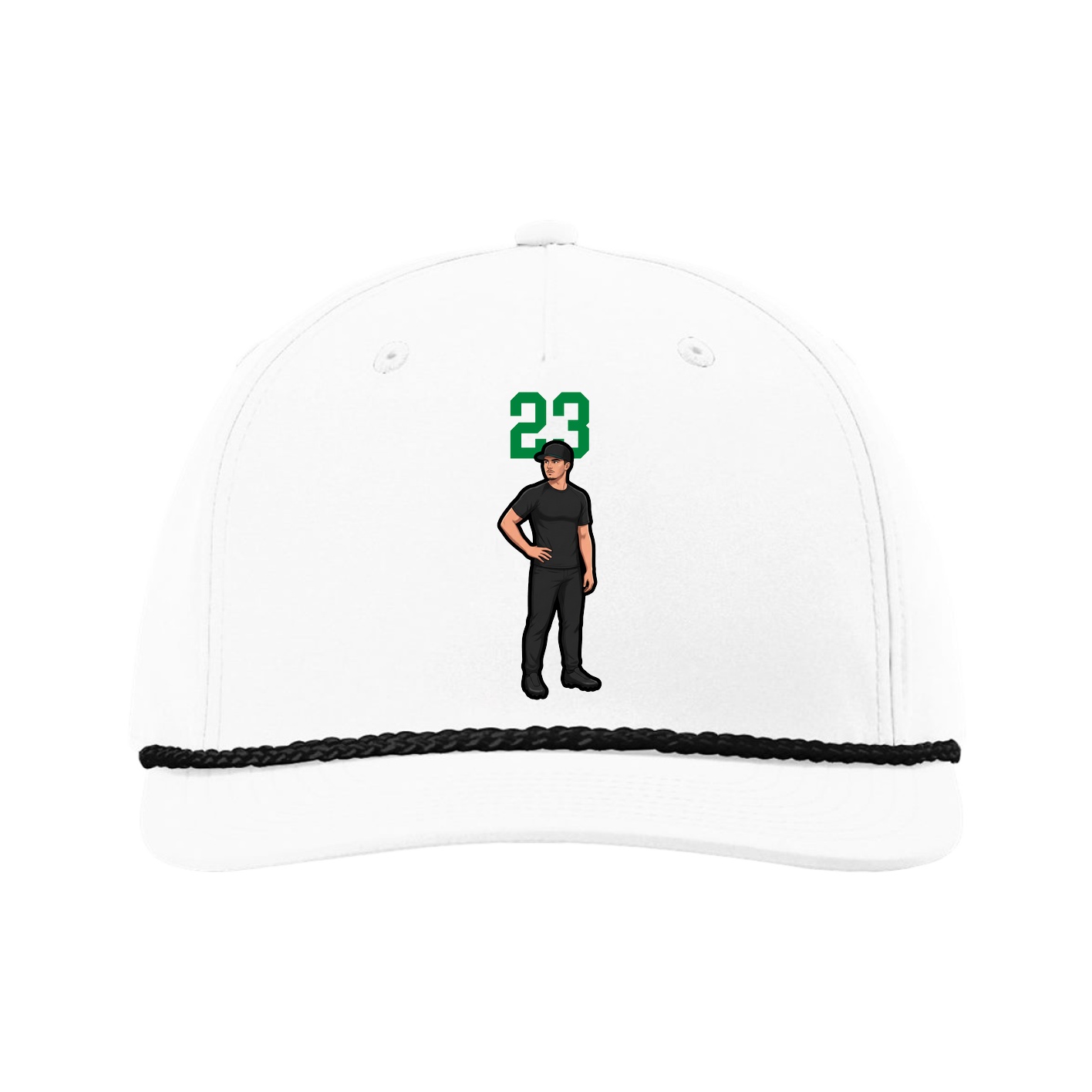 Five-Panel Classic Rope Cap — Number Top in White