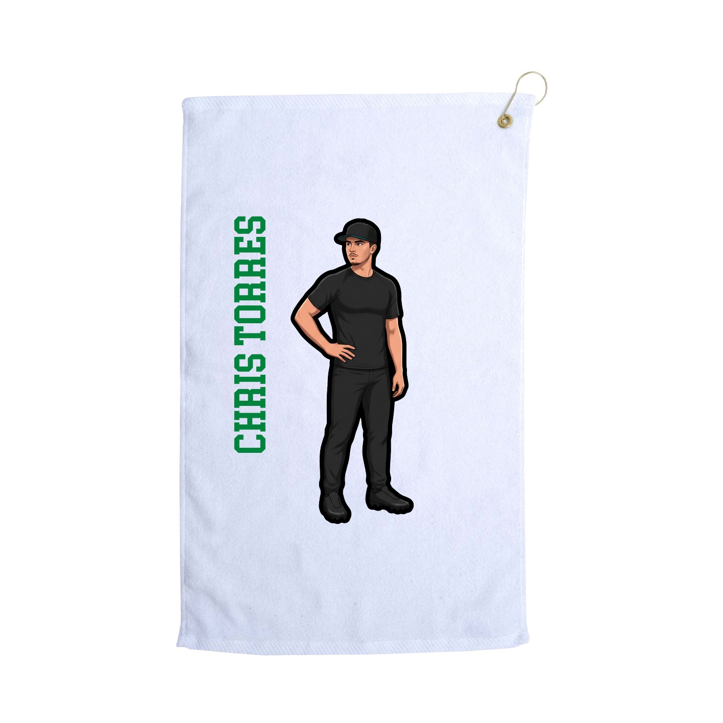 Golf Towel — Name Vertical in White