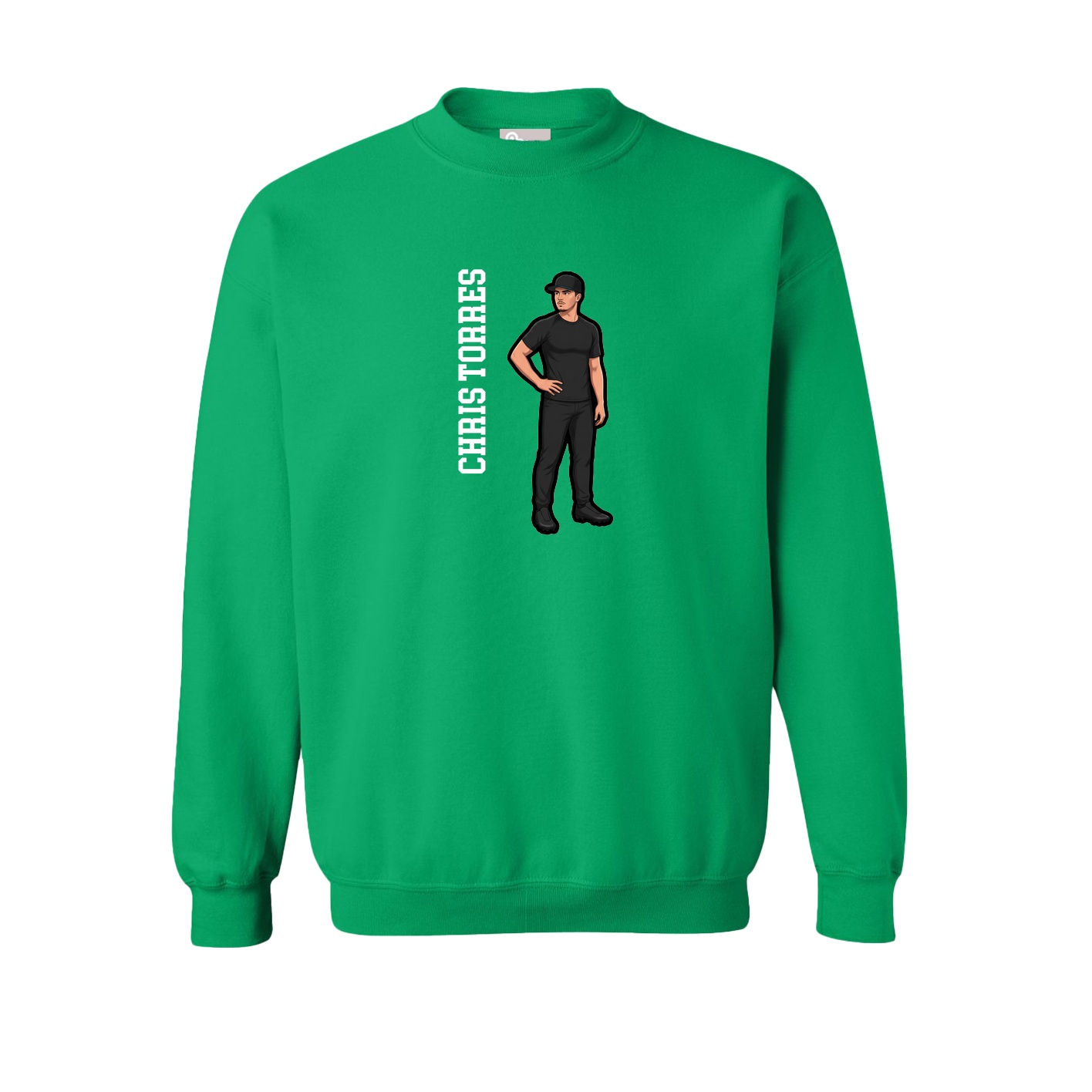 Fleece Crew — Name Vertical in Green