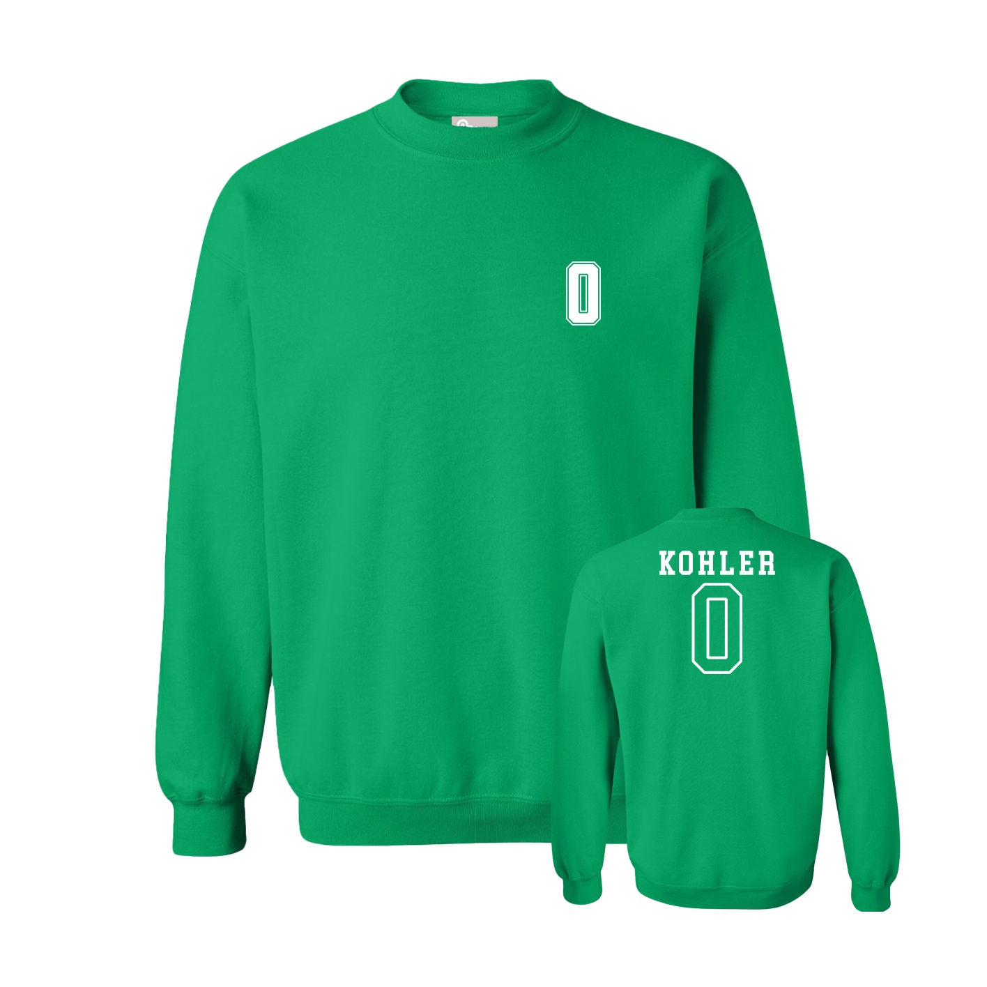 Fleece Crew — Chest Back in Green