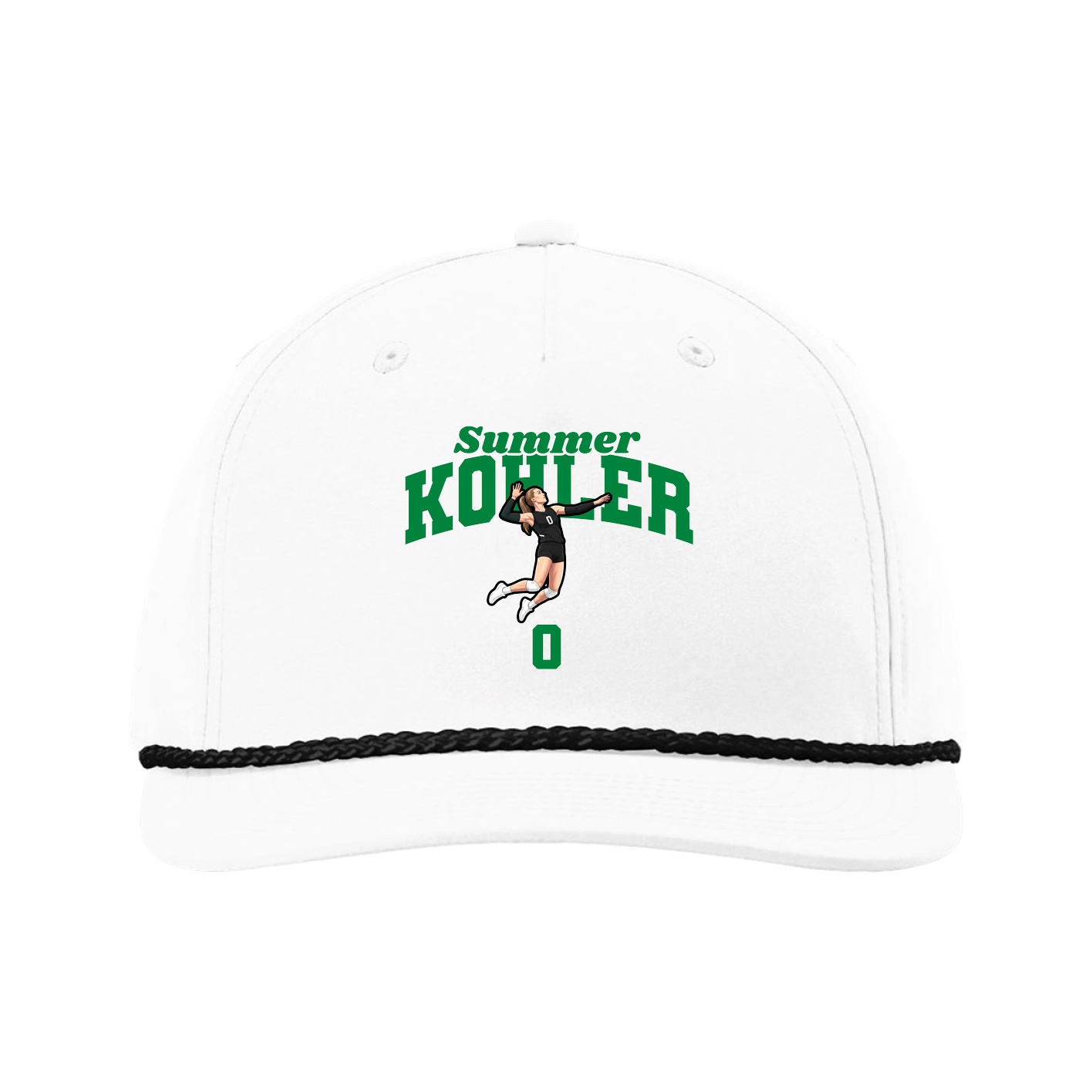 Five-Panel Classic Rope Cap — Signature Arch in White