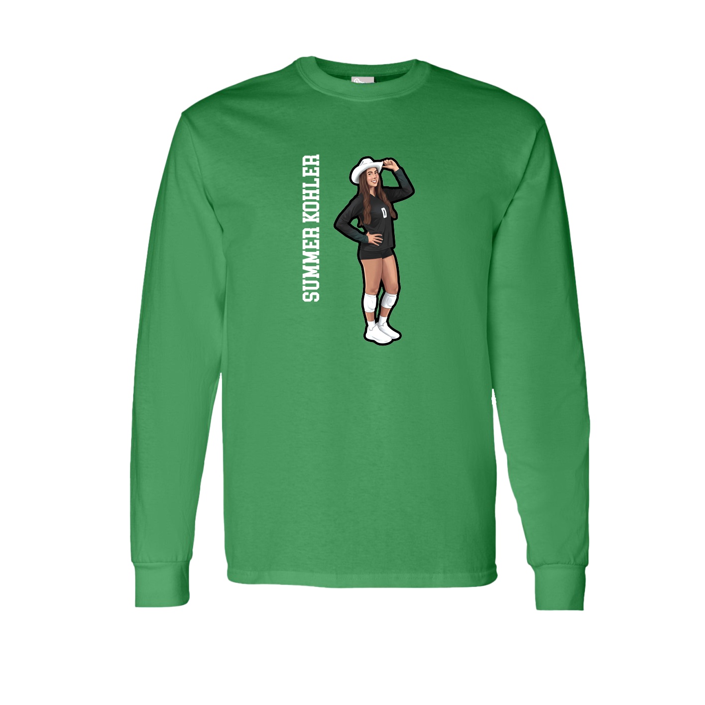 Long Sleeve Tee — Name Vertical in Green