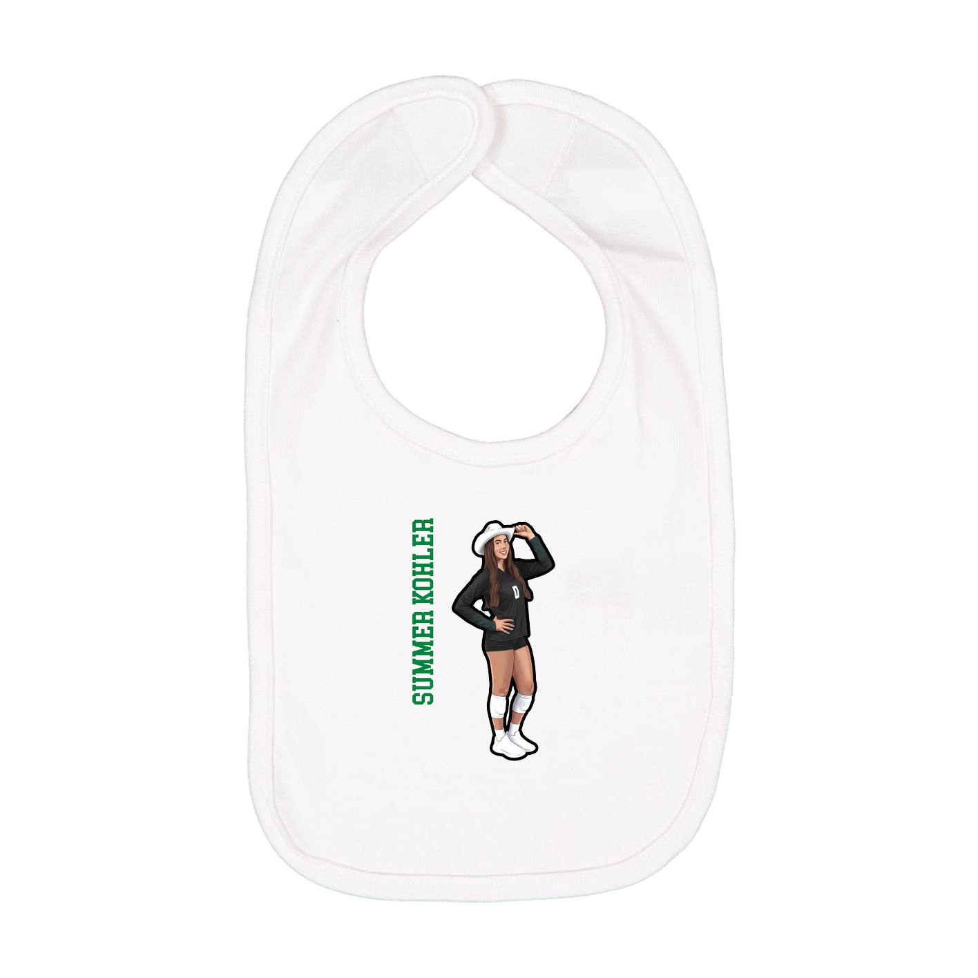 Infant Bib — Name Vertical in White