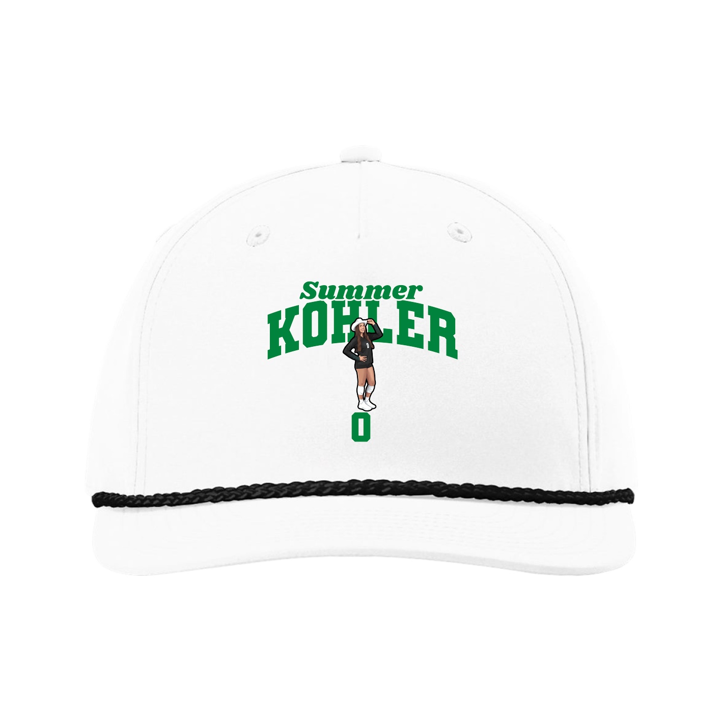 Five-Panel Classic Rope Cap — Signature Arch in White