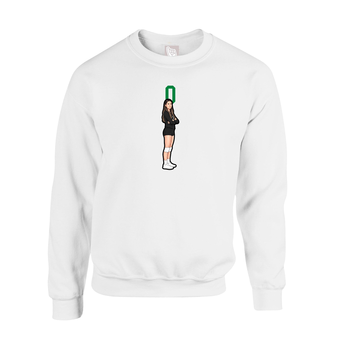 Fleece Crew — Number Top in White