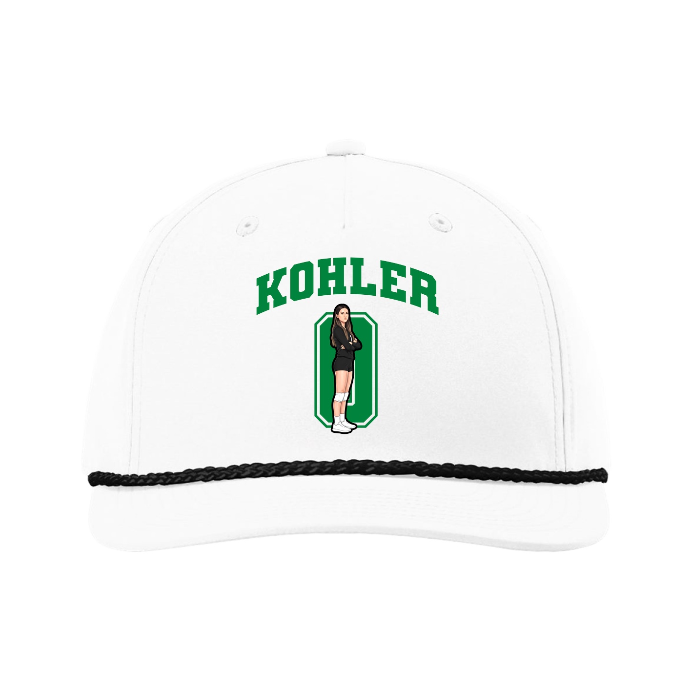 Five-Panel Classic Rope Cap — Number in White