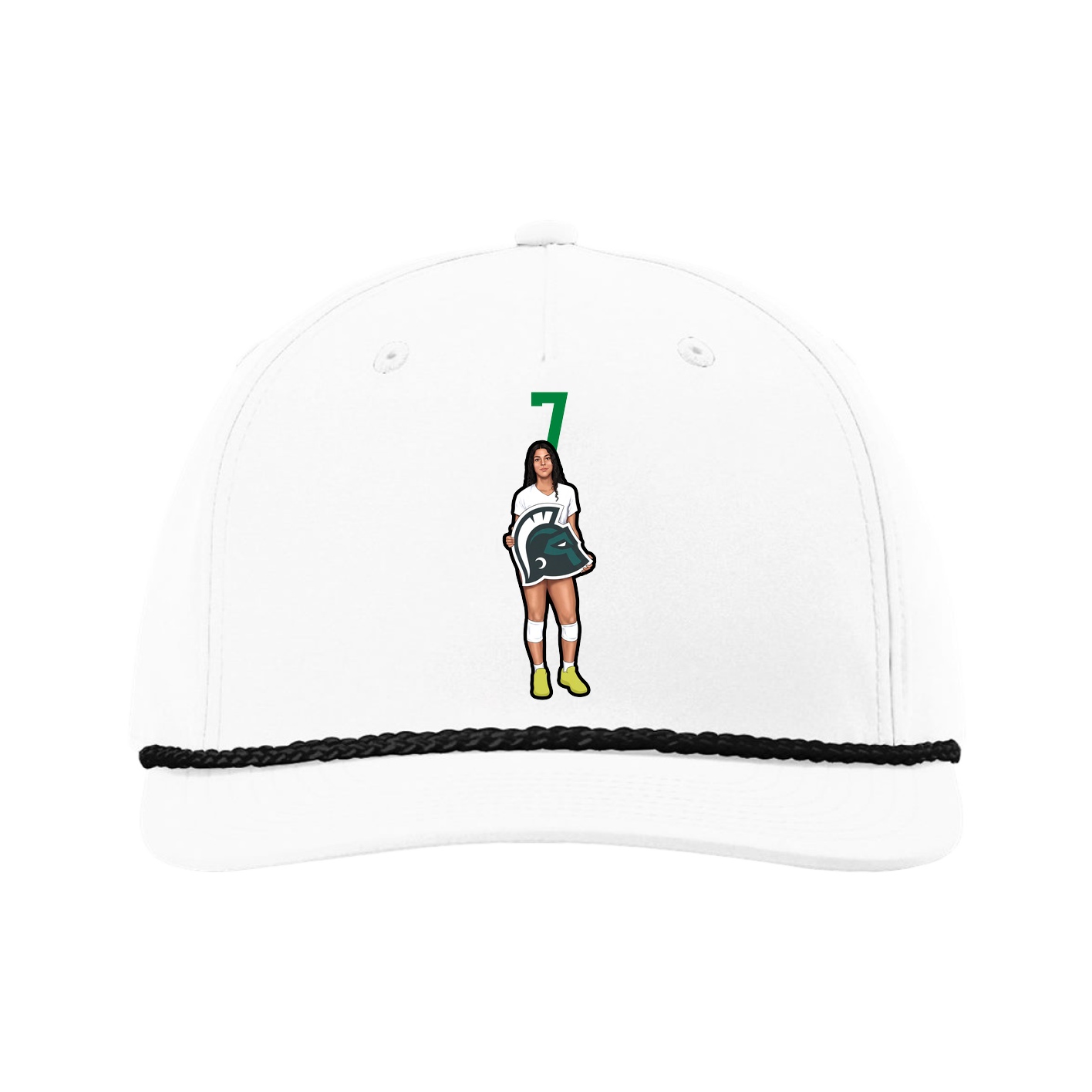 Five-Panel Classic Rope Cap — Number Top in White