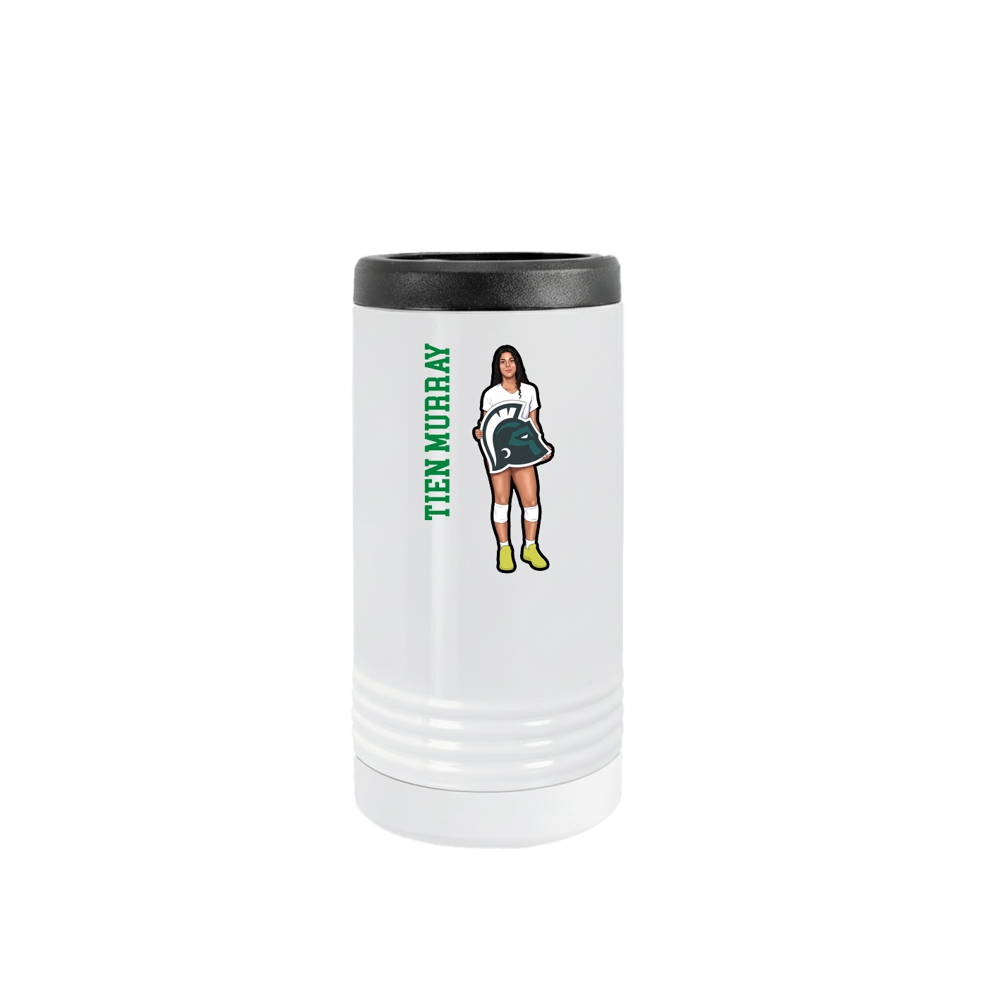 Slim Beverage Holder — Name Vertical in White