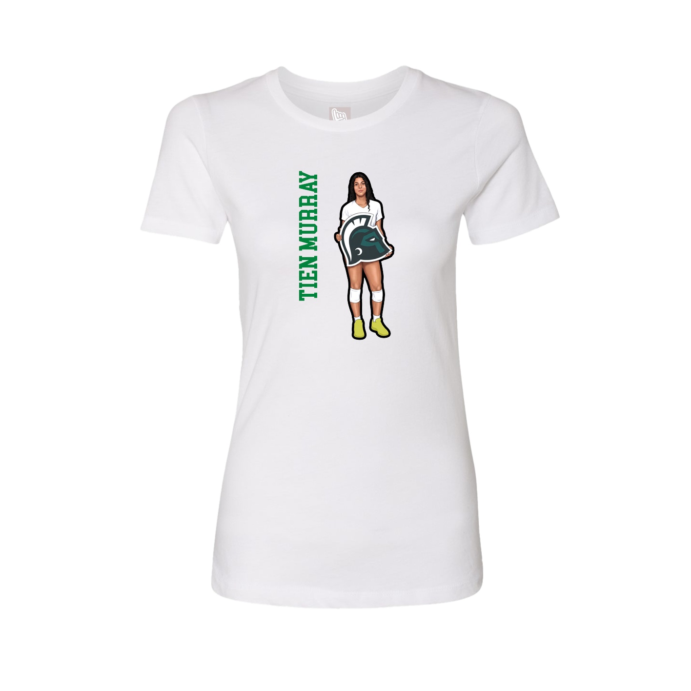 Fitted Women's Tee — Name Vertical in White