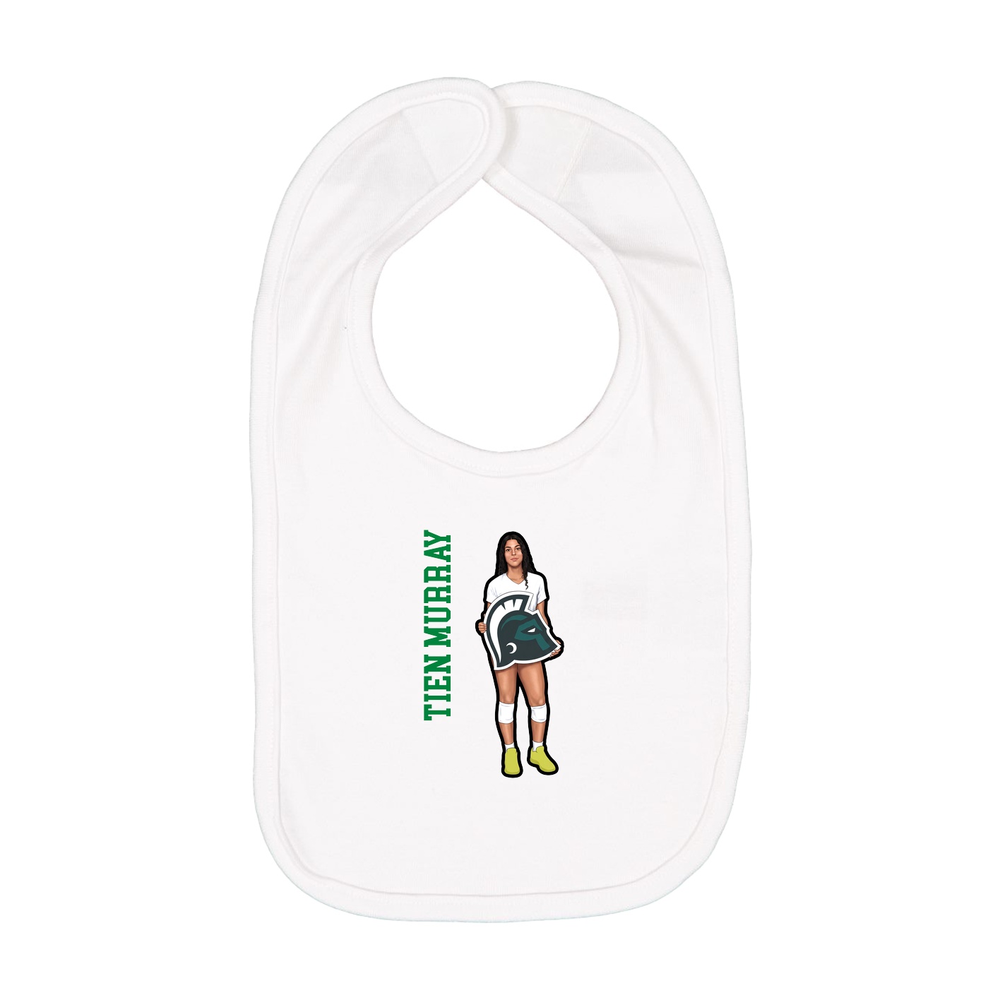 Infant Bib — Name Vertical in White