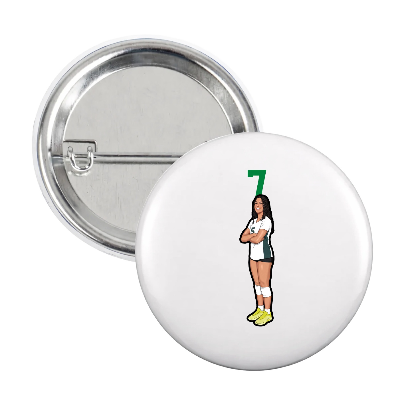 Game Day Button — Number Top in White