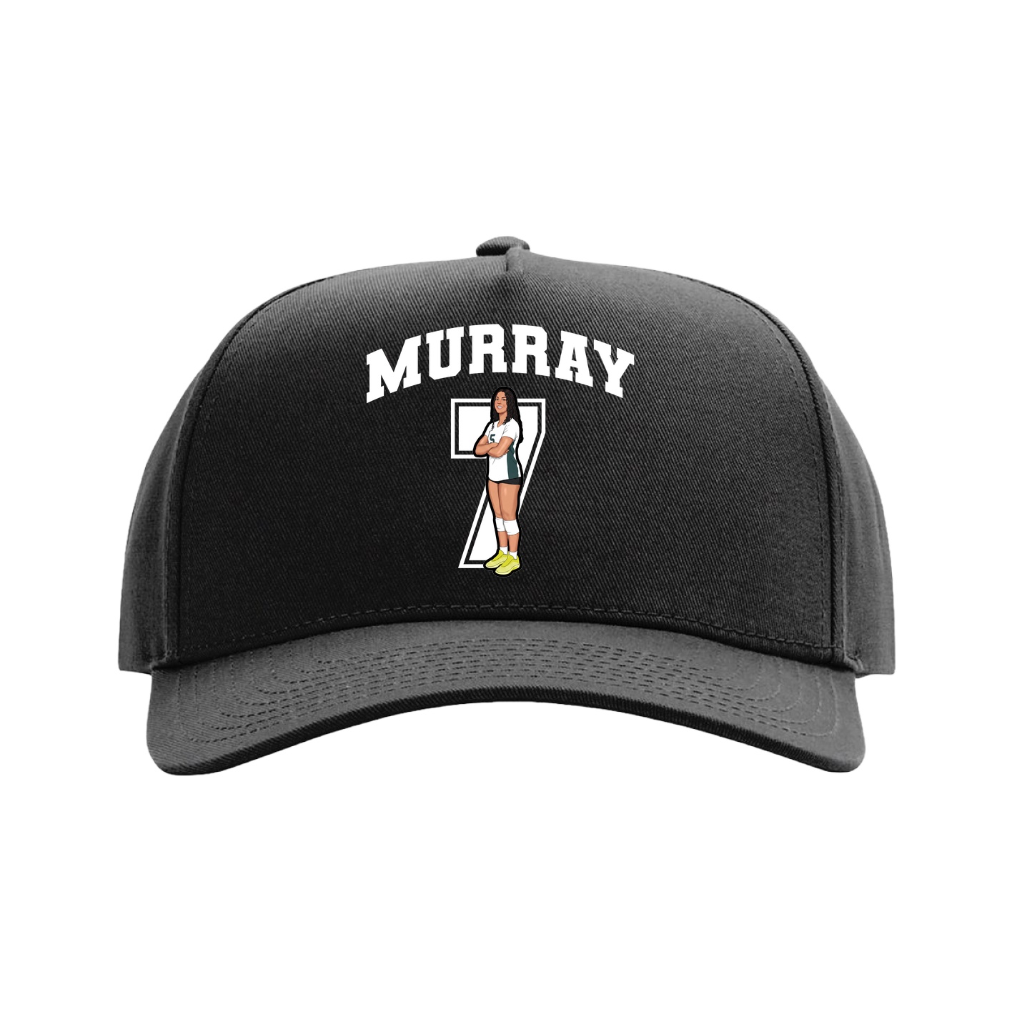 Full Fabric Five-Panel Champ Cap — Number in Black
