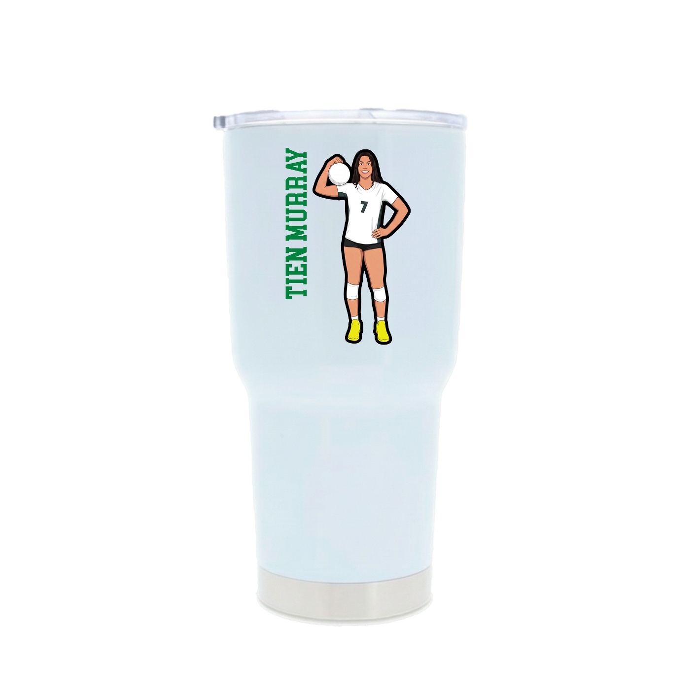 30oz Stainless Steel Tumbler — Name Vertical in White