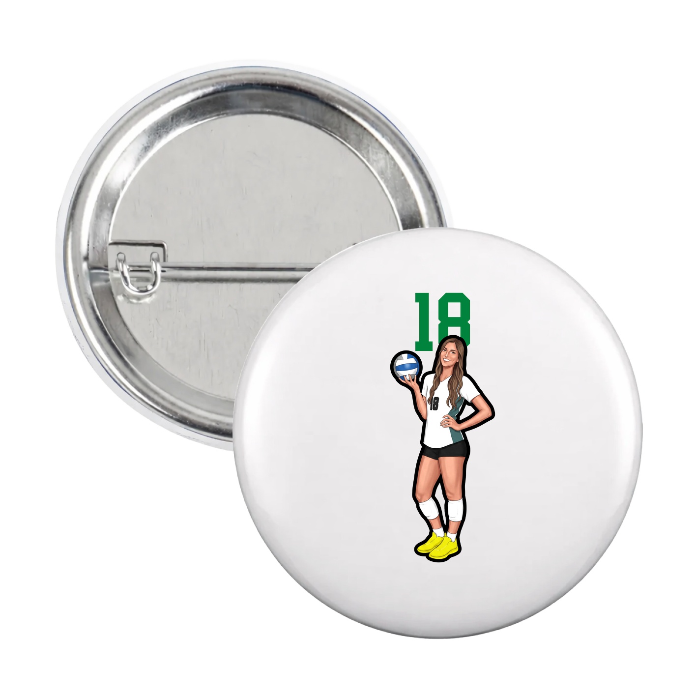 Game Day Button — Number Top in White