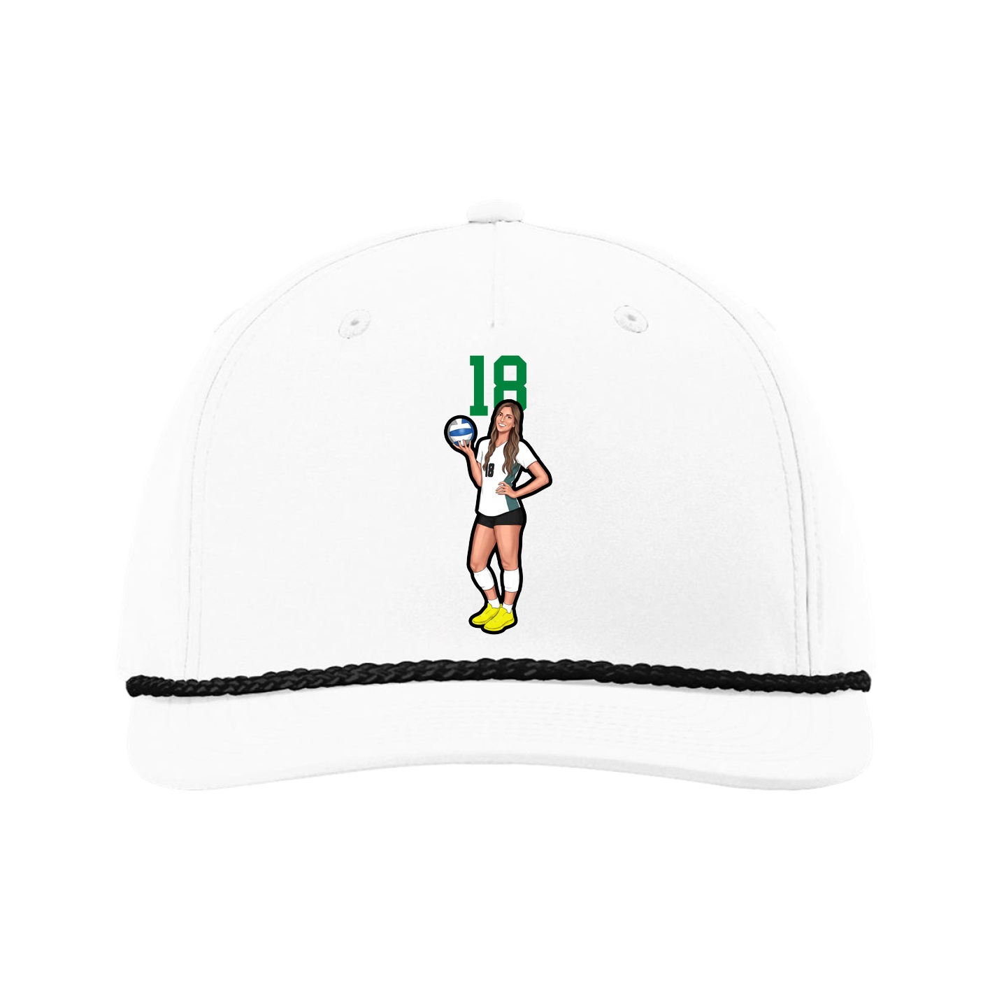 Five-Panel Classic Rope Cap — Number Top in White