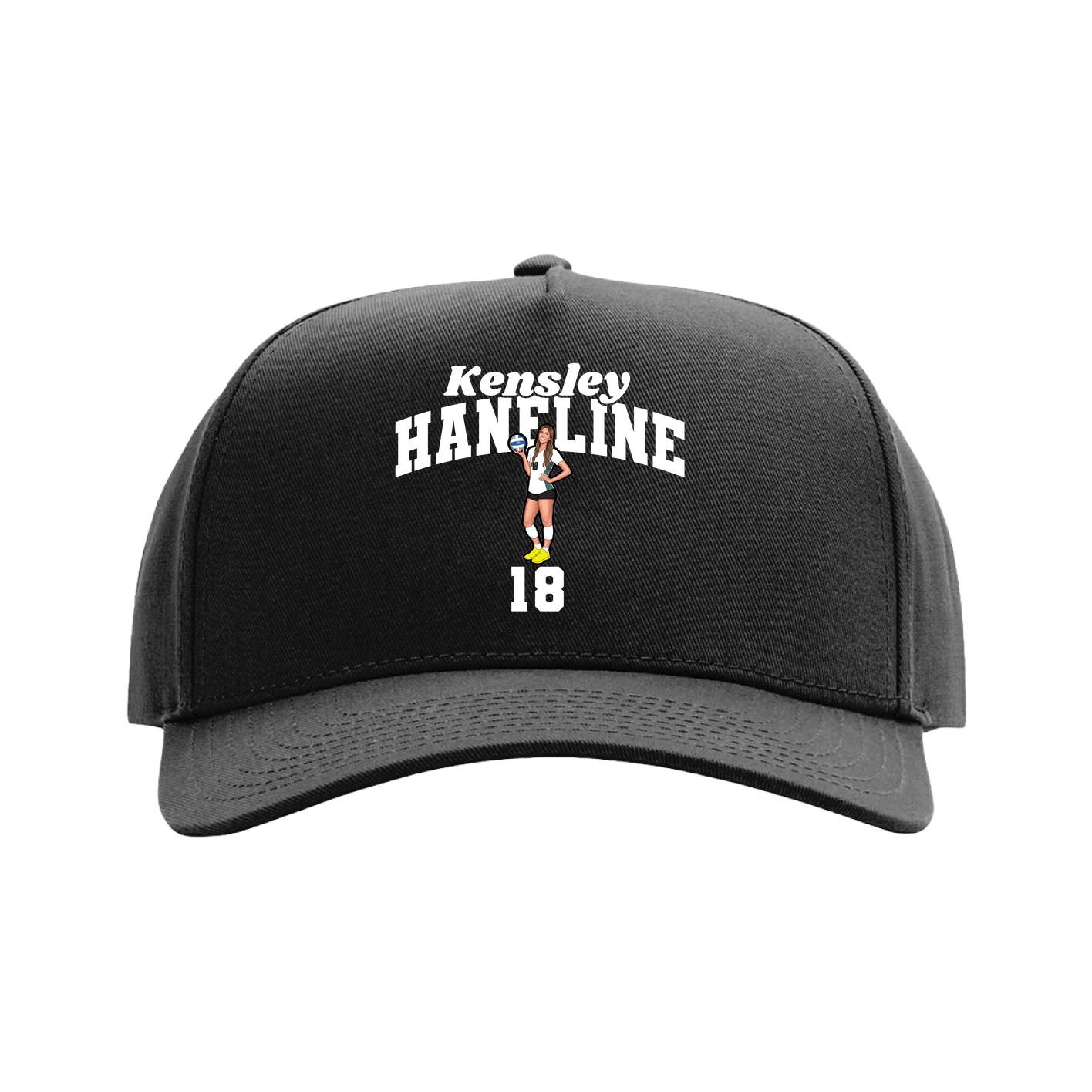 Full Fabric Five-Panel Champ Cap — Signature Arch in Black