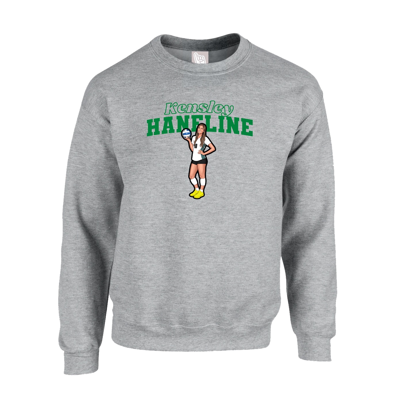 Fleece Crew — Name Arch in Grey
