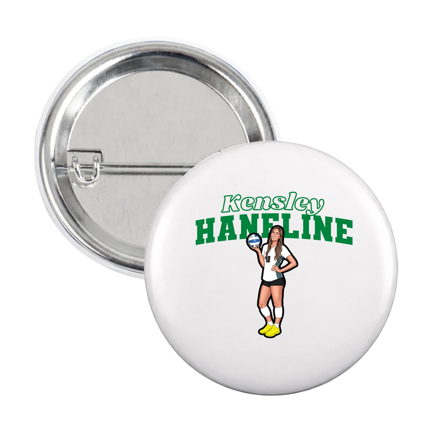 Game Day Button — Name Arch in White