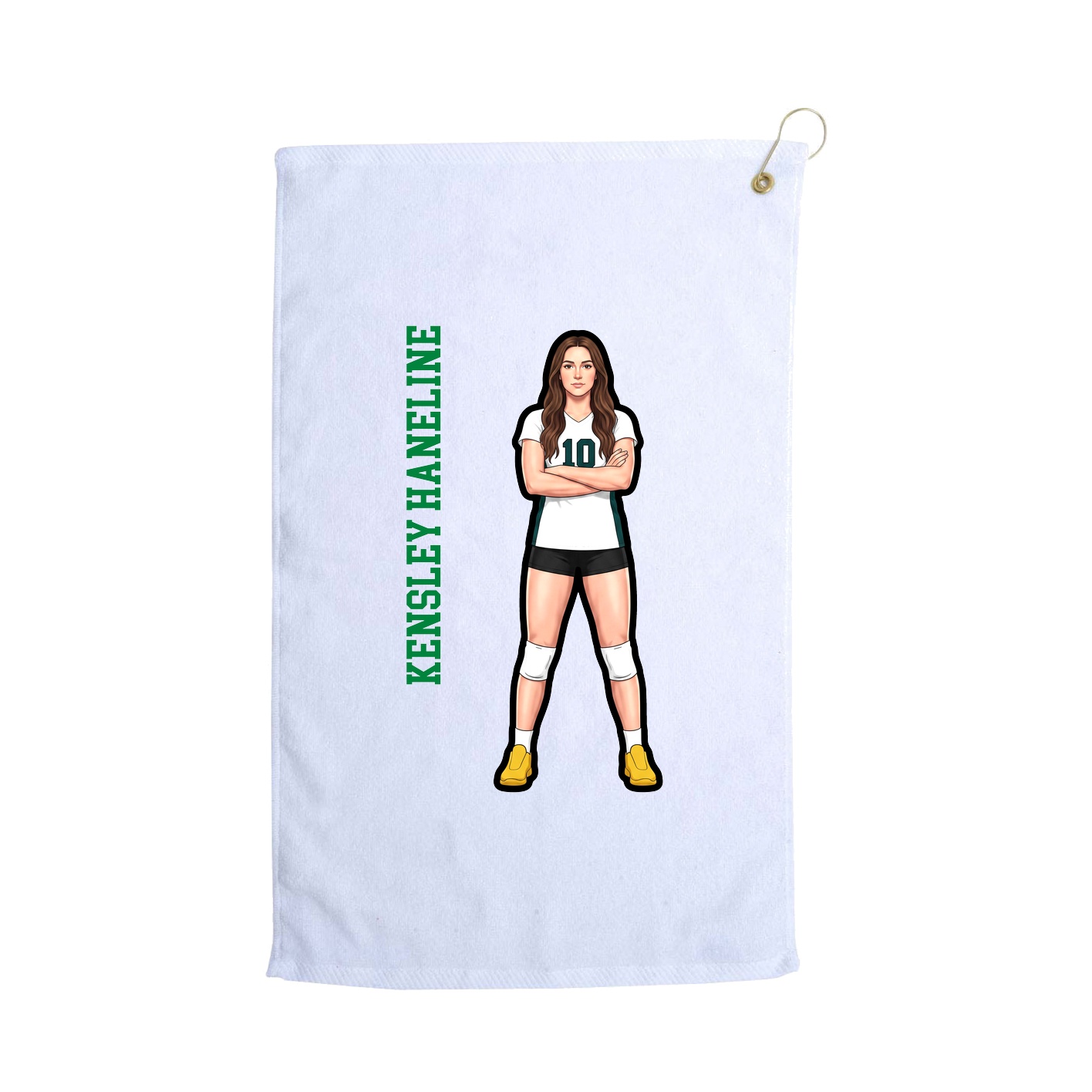 Golf Towel — Name Vertical in White