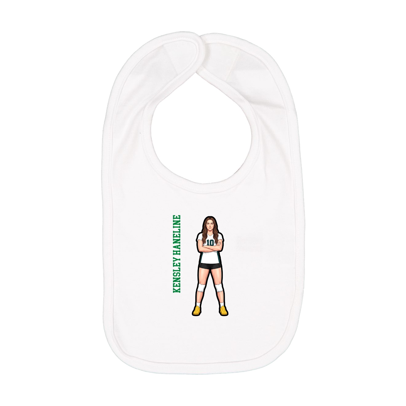 Infant Bib — Name Vertical in White