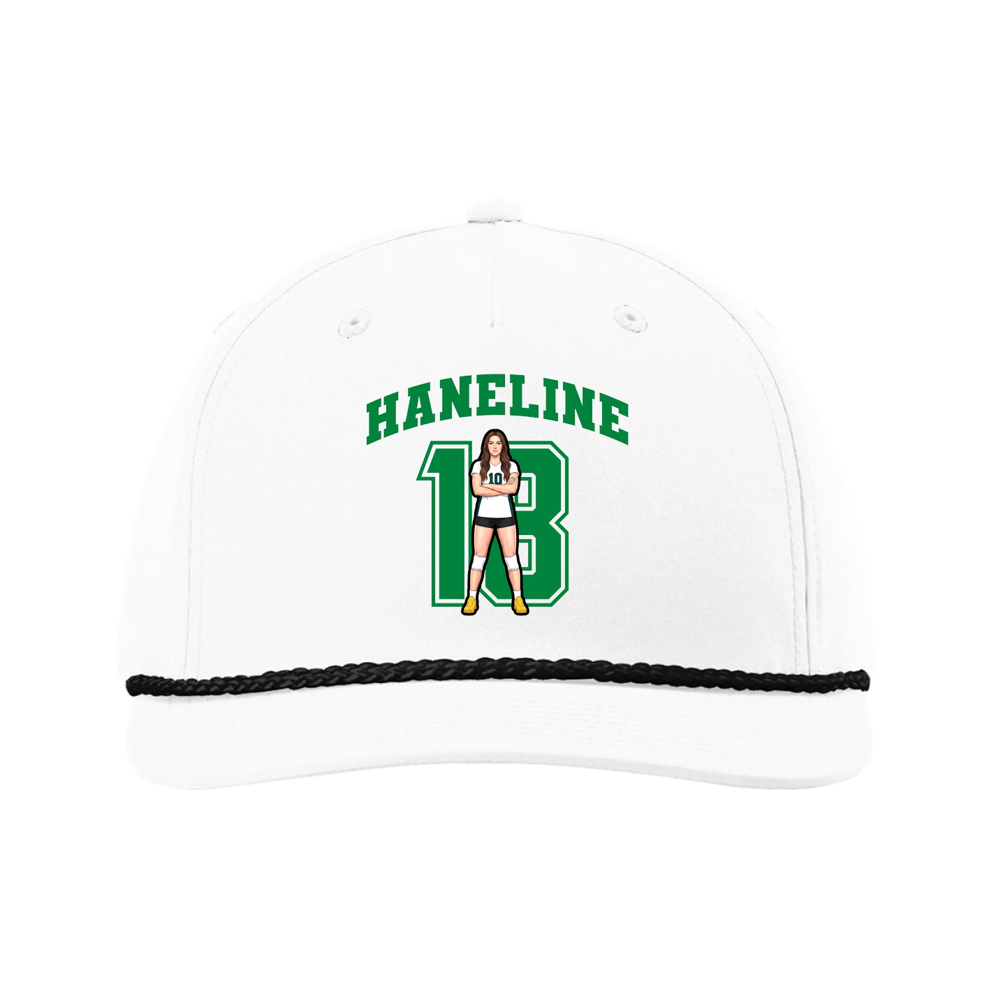Five-Panel Classic Rope Cap — Number in White