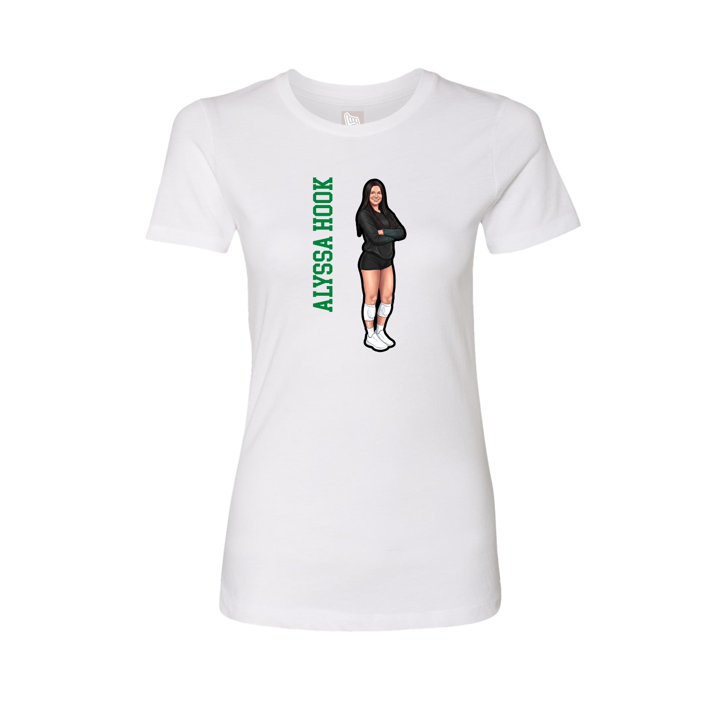 Fitted Women's Tee — Name Vertical in White