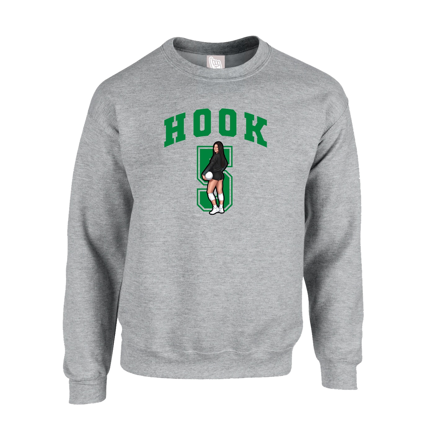 Fleece Crew — Number in Grey