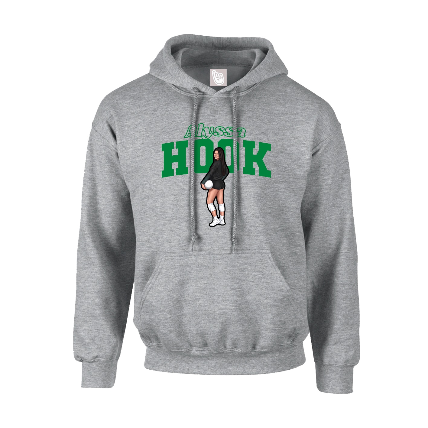 Youth Hoodie — Name Arch in Grey