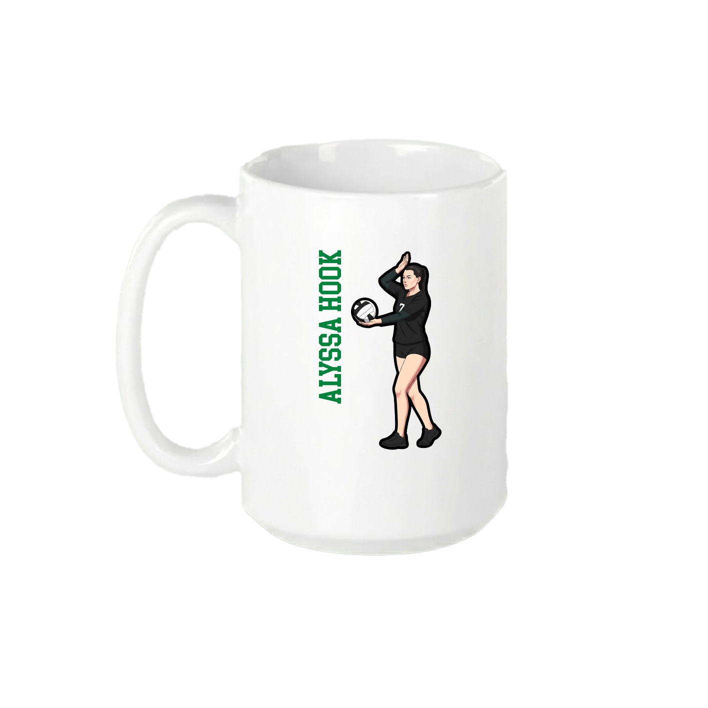 15oz Coffee Mug — Name Vertical in White