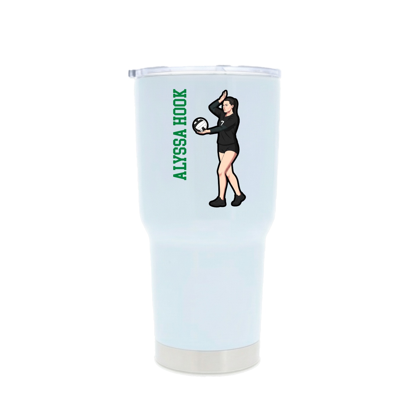30oz Stainless Steel Tumbler — Name Vertical in White