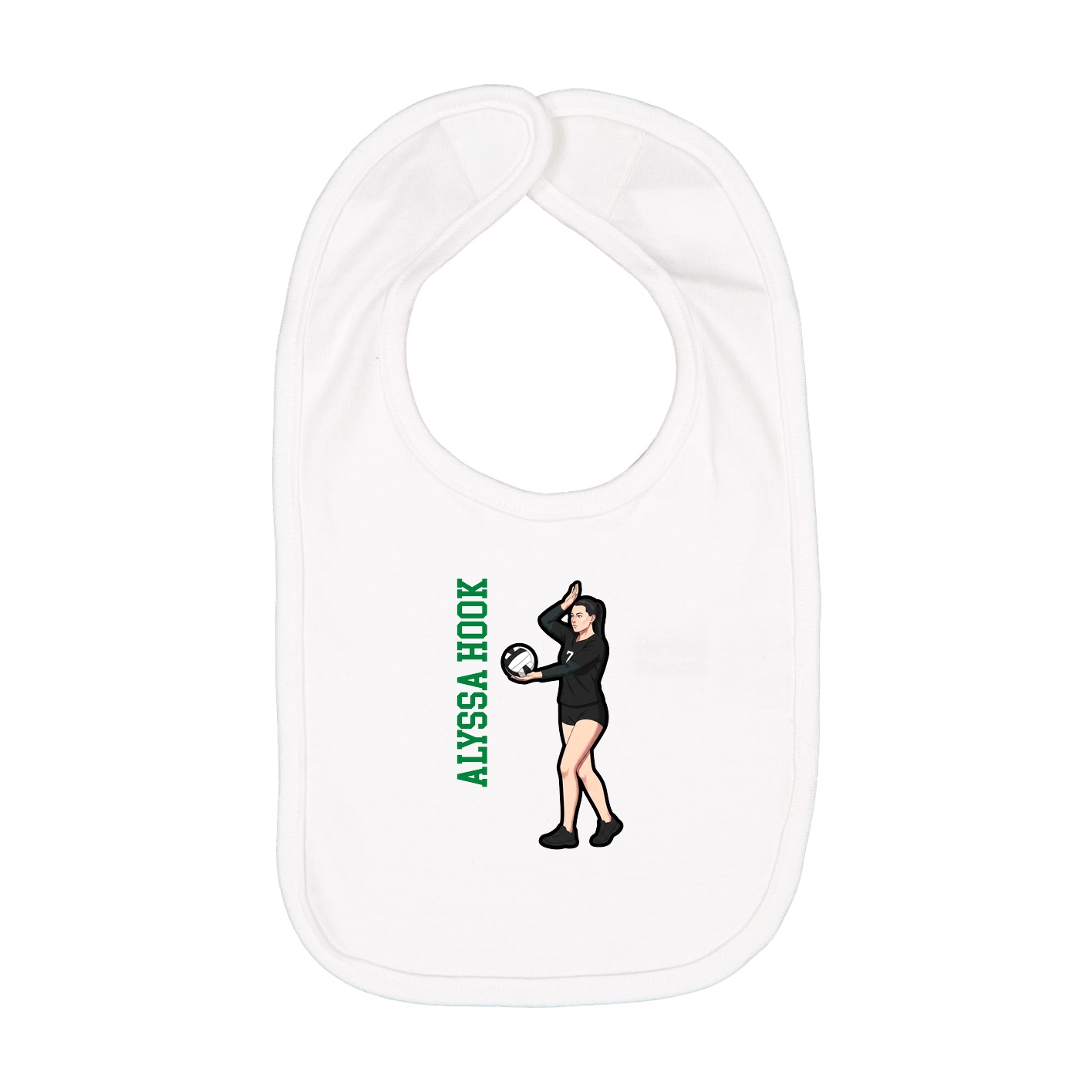 Infant Bib — Name Vertical in White