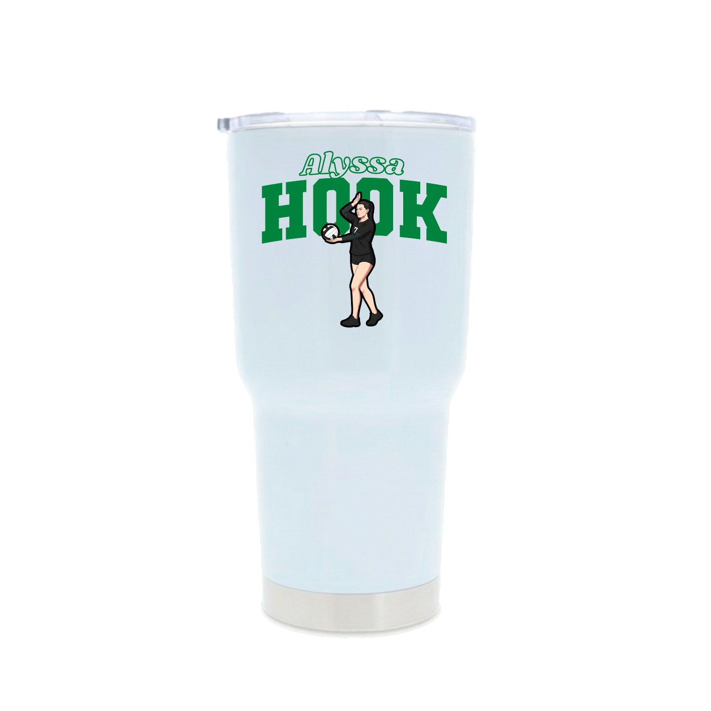 30oz Stainless Steel Tumbler — Name Arch in White